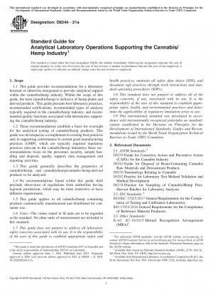 Standardhandbuch für den analytischen Laborbetrieb zur Unterstützung der Cannabis-/Hanfindustrie