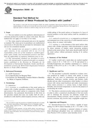 Standardtestmethode für Korrosion von Metall, die durch Kontakt mit Leder entsteht