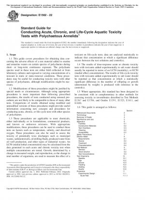 Standardhandbuch für die Durchführung von Tests zur akuten, chronischen und lebenszyklusbedingten aquatischen Toxizität mit polychaetischen Ringelwürmern