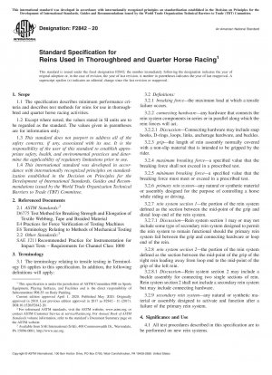 Standardspezifikation für Zügel, die bei Vollblut- und Quarter Horse-Rennen verwendet werden
