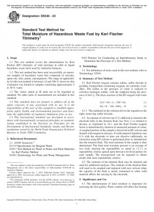Standardtestmethode für die Gesamtfeuchtigkeit gefährlicher Abfallbrennstoffe durch Karl-Fischer-Titrimetrie