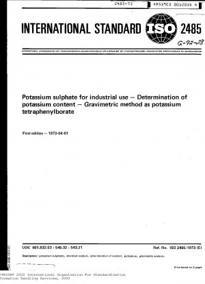 Kaliumsulfat für industrielle Zwecke; Bestimmung des Kaliumgehalts; Gravimetrische Methode als Kaliumtetraphenylborat