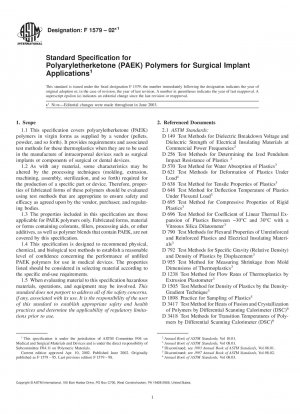 Standardspezifikation für Polyaryletherketon (PAEK)-Polymere für chirurgische Implantatanwendungen