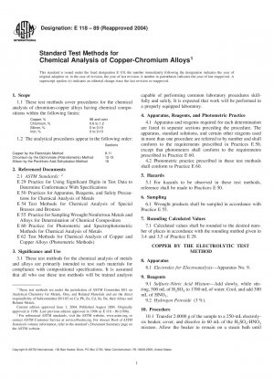 Standardtestmethoden für die chemische Analyse von Kupfer-Chrom-Legierungen