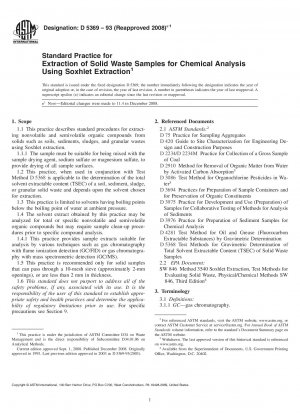 Standardpraxis für die Extraktion fester Abfallproben für die chemische Analyse mittels Soxhlet-Extraktion