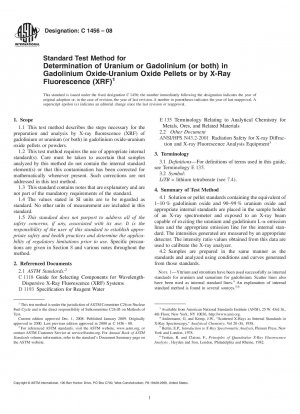 Standardtestmethode zur Bestimmung von Uran oder Gadolinium oder beidem in Gadoliniumoxid-Uranoxid-Pellets oder durch Röntgenfluoreszenz (RFA)