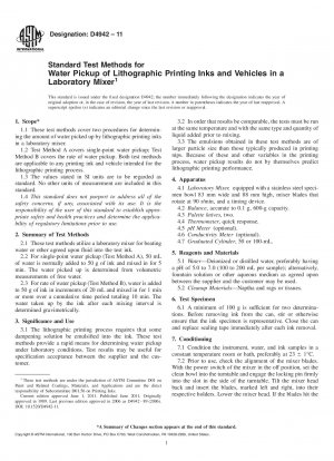 Standardtestmethoden für die Wasseraufnahme von Lithografiedruckfarben und -trägern in einem Labormischer