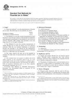 Standardtestmethoden für Fluoridionen in Wasser