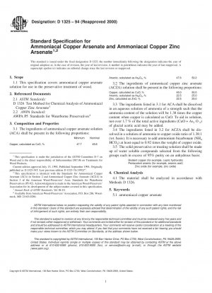 Standardspezifikation für ammoniakalisches Kupferarsenat und ammoniakalisches Kupfer-Zink-Arsenat