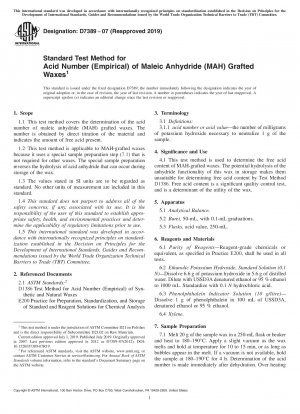 Standardtestmethode für die Säurezahl (empirisch) von mit Maleinsäureanhydrid (MAH) gepfropften Wachsen