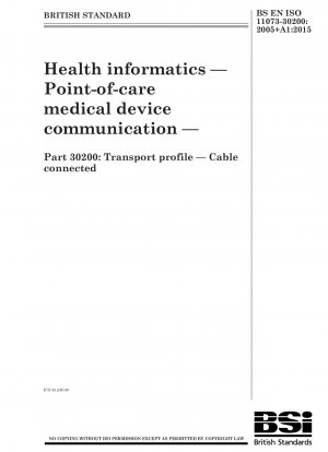 Gesundheitsinformatik. Kommunikation mit medizinischen Geräten am Behandlungsort – Transportprofil. Kabel angeschlossen