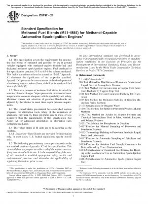 Standardspezifikation für Methanol-Kraftstoffmischungen (M51–M85) für Methanol-fähige Automobil-Ottomotoren