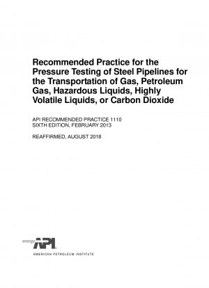 Empfohlene Praxis für die Druckprüfung von Stahlrohrleitungen für den Transport von Gas, Erdölgas, gefährlichen Flüssigkeiten, leicht flüchtigen Flüssigkeiten oder Kohlendioxid