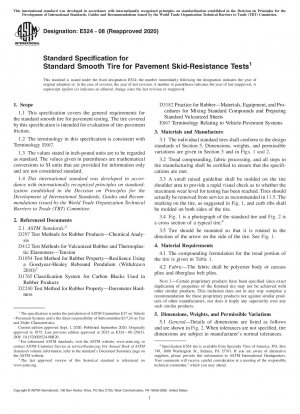 Standardspezifikation für Standard-Glattreifen für Rutschfestigkeitstests auf Fahrbahnen