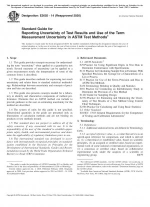 Standardhandbuch zur Meldung der Unsicherheit von Testergebnissen und Verwendung des Begriffs Messunsicherheit in ASTM-Testmethoden