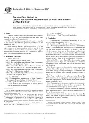 Standardtestmethode für die Durchflussmessung von Wasser in offenen Kanälen mit Palmer-Bowlus-Rinnen