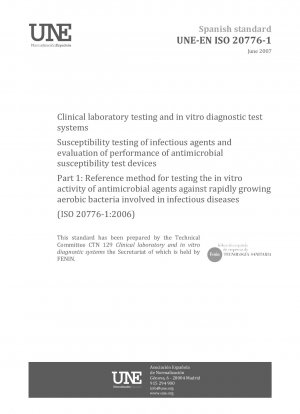 Klinische Labortests und in-vitro-diagnostische Testsysteme – Empfindlichkeitstests von Infektionserregern und Bewertung der Leistung von antimikrobiellen Empfindlichkeitstestgeräten – Teil 1: Referenzmethode zum Testen der In-vitro-Aktivität von Antim