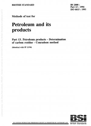 Prüfmethoden für Erdöl und seine Produkte. Erdölprodukte. Bestimmung von Kohlenstoffrückständen. Conradson-Methode
