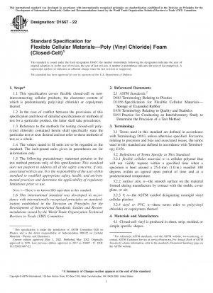 Standardspezifikation für flexible Zellmaterialien – Poly(vinylchlorid)-Schaum (geschlossenzellig)