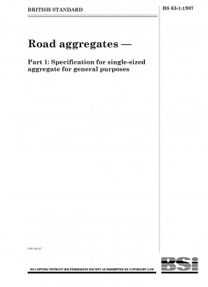 Straßenzuschlagstoffe – Teil 1: Spezifikation für einteilige Zuschlagstoffe für allgemeine Zwecke