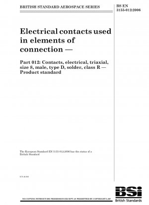 Luft- und Raumfahrt - Elektrische Kontakte, die in Verbindungselementen verwendet werden - Kontakte, elektrisch, dreiachsig, Größe 8, männlich, Typ D, Lötverbindung, Klasse R. Produktnorm