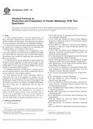 Standardpraktiken für die Herstellung und Vorbereitung von Prüfkörpern für die Pulvermetallurgie (P/M).