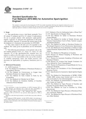Standardspezifikation für Methanol-Kraftstoff (M70-M85) für Ottomotoren in Kraftfahrzeugen