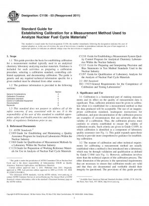 Standardhandbuch zur Etablierung der Kalibrierung für eine Messmethode zur Analyse von Materialien des Kernbrennstoffkreislaufs