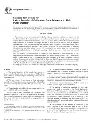 Standardtestmethode für die Übertragung der Kalibrierung in Innenräumen von Referenz- auf Feldpyranometer