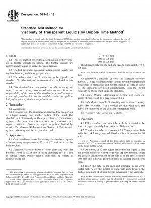 Standardtestmethode für die Viskosität transparenter Flüssigkeiten nach der Blasenzeitmethode
