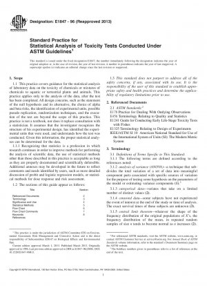 Standardpraxis für die statistische Analyse von Toxizitätstests, die gemäß den ASTM-Richtlinien durchgeführt werden