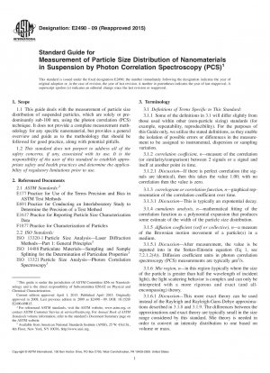 Standardhandbuch zur Messung der Partikelgrößenverteilung von Nanomaterialien in Suspension mittels Photonenkorrelationsspektroskopie (PCS)