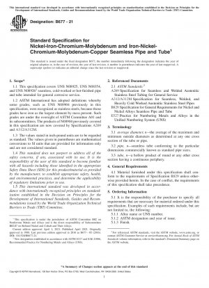 Standardspezifikation für nahtlose Rohre und Rohre aus Nickel-Eisen-Chrom-Molybdän und Eisen-Nickel-Chrom-Molybdän-Kupfer