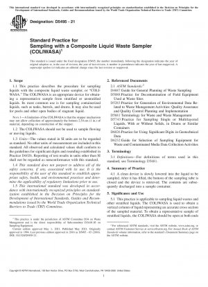 Standardpraxis für die Probenahme mit einem zusammengesetzten Flüssigabfallprobenehmer (COLIWASA)