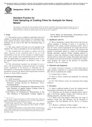 Standardpraxis für die Probenahme von Beschichtungsfilmen vor Ort zur Analyse auf Schwermetalle