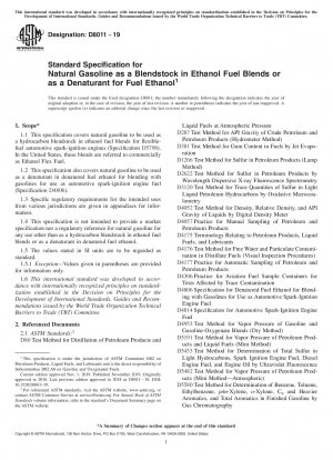Standardspezifikation für Erdgas als Beimischung in Ethanol-Kraftstoffmischungen oder als Denaturierungsmittel für Kraftstoff-Ethanol