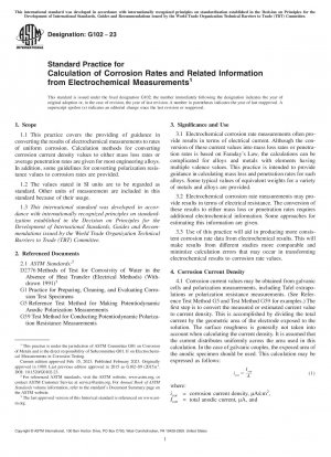 Standardpraxis zur Berechnung von Korrosionsraten und zugehörigen Informationen aus elektrochemischen Messungen