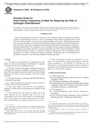Standardleitfaden für Nachbeschichtungsbehandlungen von Stahl zur Reduzierung des Risikos einer Wasserstoffversprödung