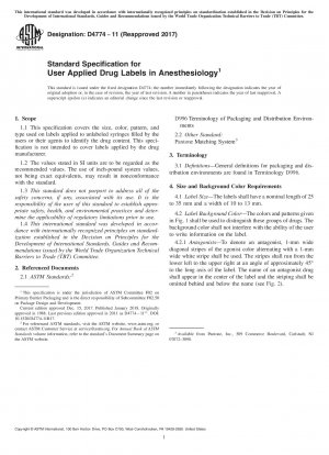 Standardspezifikation für vom Benutzer angebrachte Arzneimitteletiketten in der Anästhesiologie