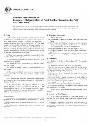 Standardtestmethoden zur Laborbestimmung der Felsankerkapazitäten durch Zug- und Falltests