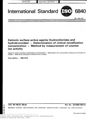 Kationische oberflächenaktive Mittel (Hydrochloride und Hydrobromide); Bestimmung der kritischen Mizellenkonzentration; Methode durch Messung der Gegenionenaktivität