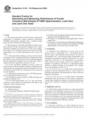 Standardpraxis zur Beschreibung und Messung der Leistung von Fourier-Transformations-Mittelinfrarot-Spektrometern (FT-MIR): Level-Null- und Level-Eins-Tests