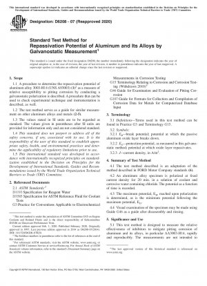 Standardtestmethode für das Repassivierungspotential von Aluminium und seinen Legierungen durch galvanostatische Messung