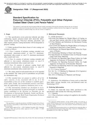 Standardspezifikation für Zaungewebe aus Polyvinylchlorid (PVC), Polyolefin und anderen polymerbeschichteten Stahlkettengliedern