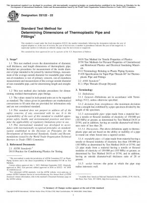 Standardtestmethode zur Bestimmung der Abmessungen von thermoplastischen Rohren und Formstücken