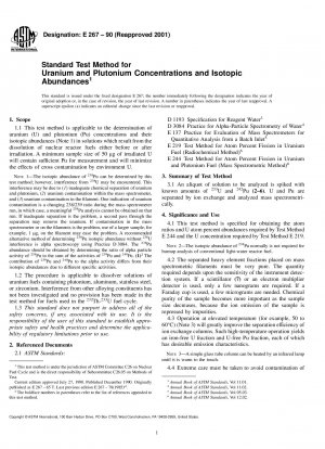 Standardtestmethode für Uran- und Plutoniumkonzentrationen und Isotopenhäufigkeiten