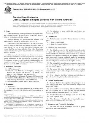 Standardspezifikation für Asphaltschindeln der Klasse A mit mineralischer Granulatoberfläche