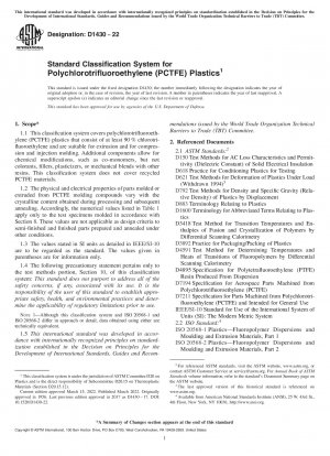 Standardklassifizierungssystem für Polychlortrifluorethylen (PCTFE)-Kunststoffe