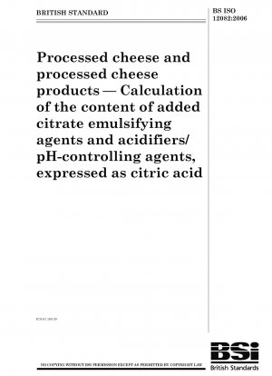 Schmelzkäse und Schmelzkäseprodukte – Berechnung des Gehalts an zugesetzten Citrat-Emulgiermitteln und Säuerungsmitteln/pH-Wert-Reglern, ausgedrückt als Zitronensäure