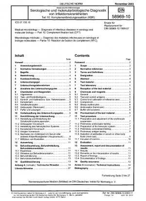 Medizinische Mikrobiologie - Diagnostik von Infektionskrankheiten in der Serologischen und Molekularbiologie - Teil 10: Komplementfixierungstest (CFT)